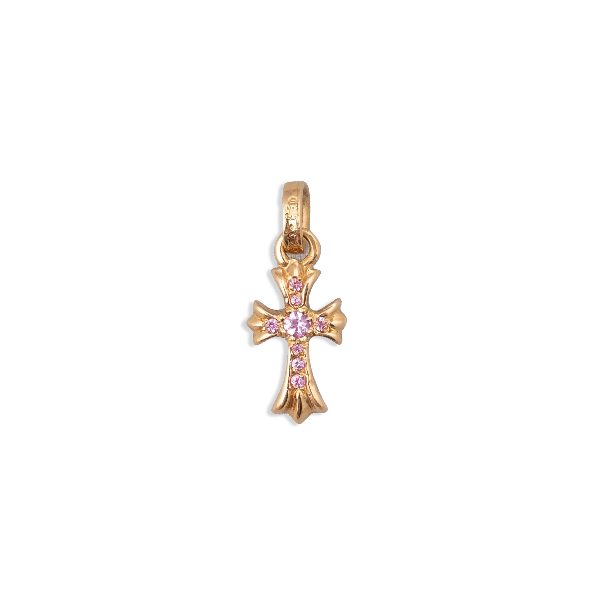 Ch*0me He**ts 22k pavÉ pink sapphire baby fat pendant